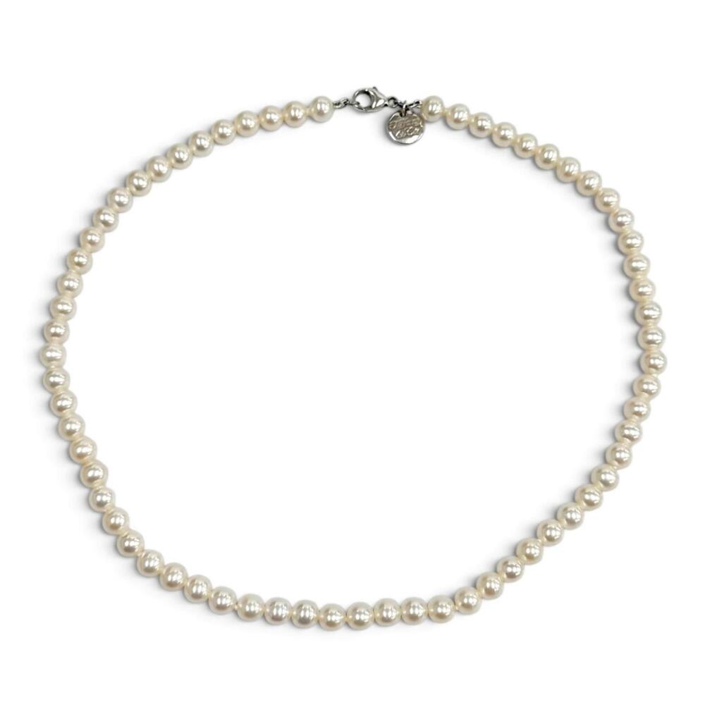 TIFFANY&Co. Tiffany Ziegfeld Collection Pearl Necklace, Silver Clasp, 6-7mm P...